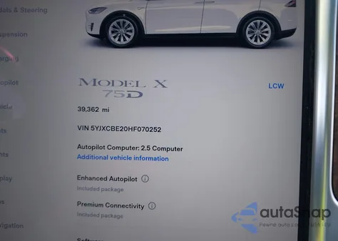 2017 Tesla Model X 100D/75D/90D from USA, damaged, VIN 5YJXCBE20HF070252